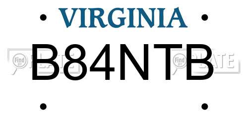 B84NTB Virginia License Plate