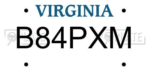 B84PXM Virginia License Plate