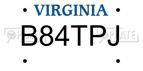 B84TPJ Virginia License Plate
