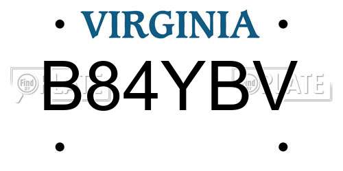 B84YBV Virginia License Plate