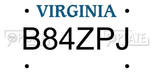 B84ZPJ Virginia License Plate