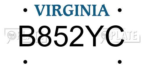 B852YC Virginia License Plate