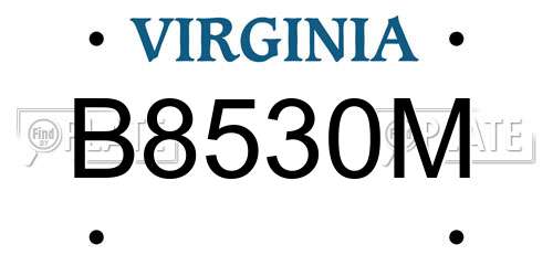 B8530M Virginia License Plate