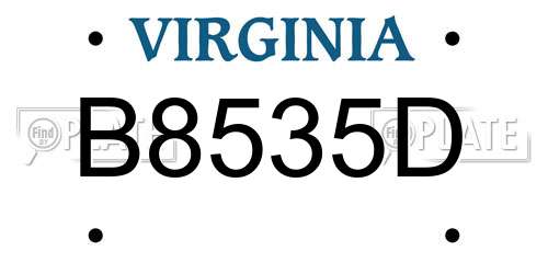 B8535D Virginia License Plate
