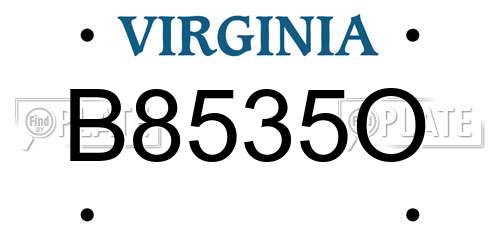 B8535O Virginia License Plate