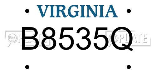 B8535Q Virginia License Plate