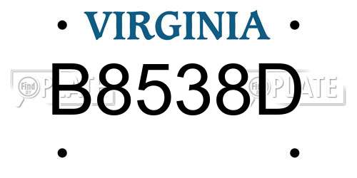 B8538D Virginia License Plate