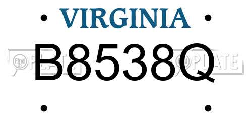 B8538Q Virginia License Plate