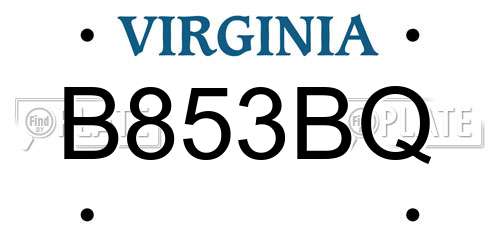 B853BQ Virginia License Plate