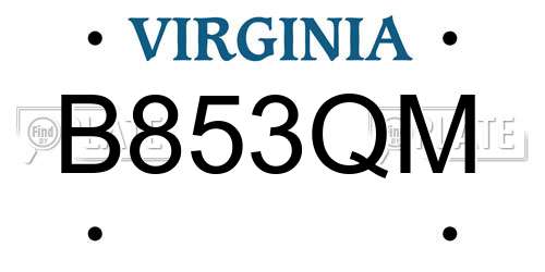 B853QM Virginia License Plate