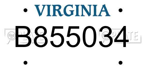 B855034 Virginia License Plate