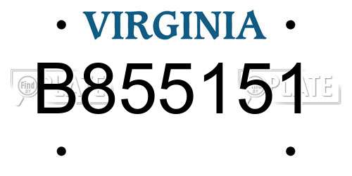 B855151 Virginia License Plate