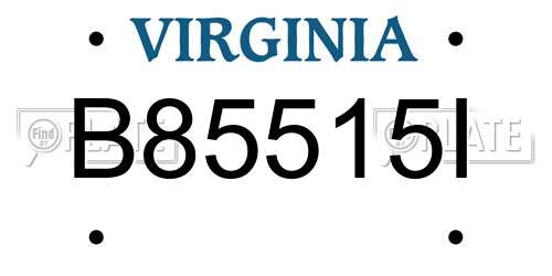 B85515I Virginia License Plate