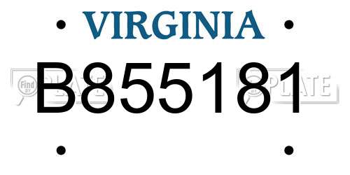B855181 Virginia License Plate