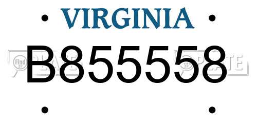 B855558 Virginia License Plate