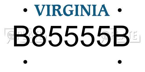 B85555B Virginia License Plate