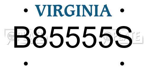 B85555S Virginia License Plate