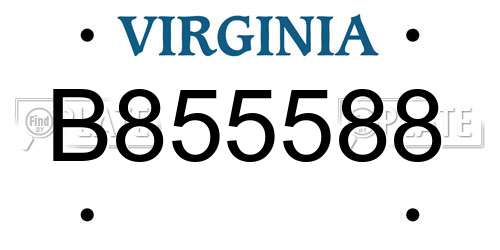 B855588 Virginia License Plate