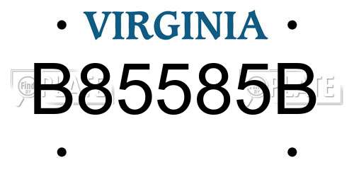 B85585B Virginia License Plate