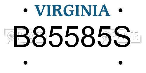 B85585S Virginia License Plate