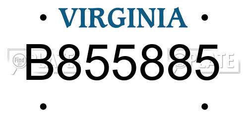 B855885 Virginia License Plate