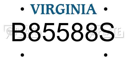 B85588S Virginia License Plate