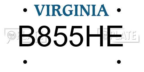 B855HE Virginia License Plate