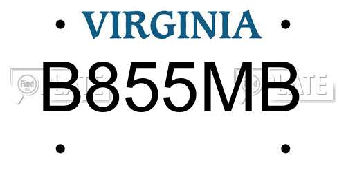 B855MB Virginia License Plate