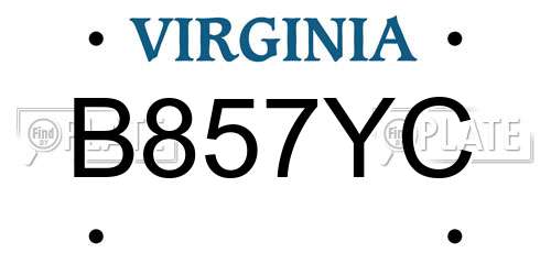 B857YC Virginia License Plate