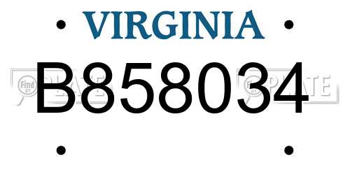 B858034 Virginia License Plate