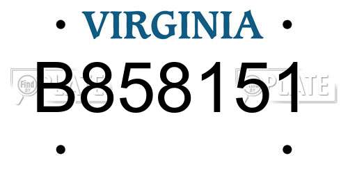 B858151 Virginia License Plate