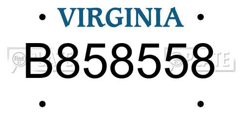 B858558 Virginia License Plate