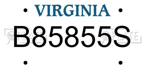 B85855S Virginia License Plate