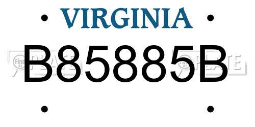 B85885B Virginia License Plate