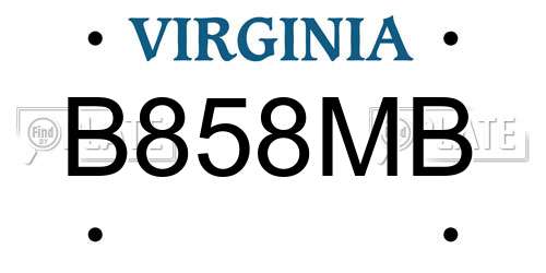 B858MB Virginia License Plate
