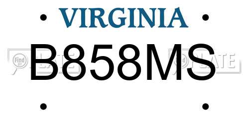 B858MS Virginia License Plate