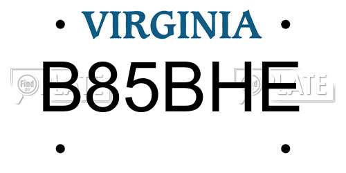 B85BHE Virginia License Plate