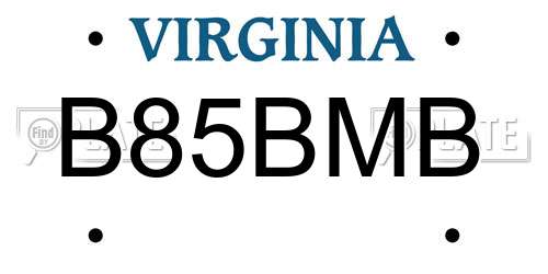 B85BMB Virginia License Plate
