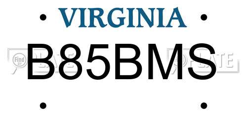 B85BMS Virginia License Plate