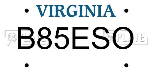 B85ESO Virginia License Plate