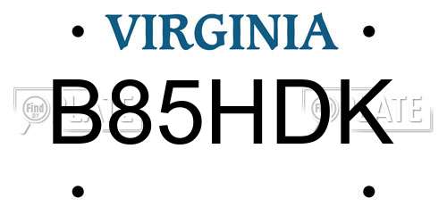B85HDK Virginia License Plate