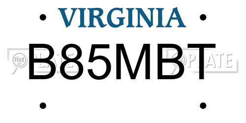 B85MBT Virginia License Plate