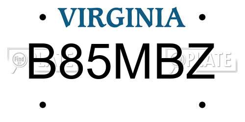 B85MBZ Virginia License Plate