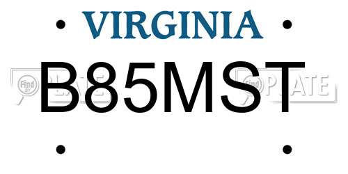 B85MST Virginia License Plate