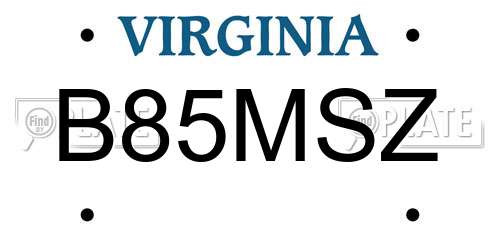 B85MSZ Virginia License Plate