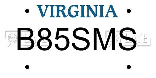 B85SMS Virginia License Plate