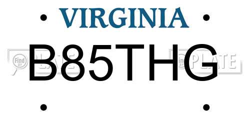 B85THG Virginia License Plate