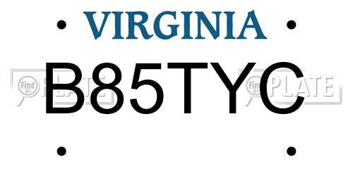 B85TYC Virginia License Plate