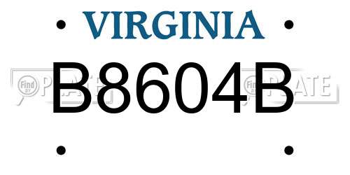 B8604B Virginia License Plate