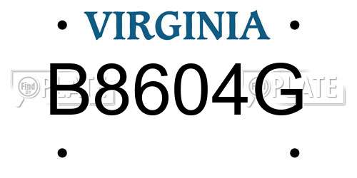 B8604G Virginia License Plate